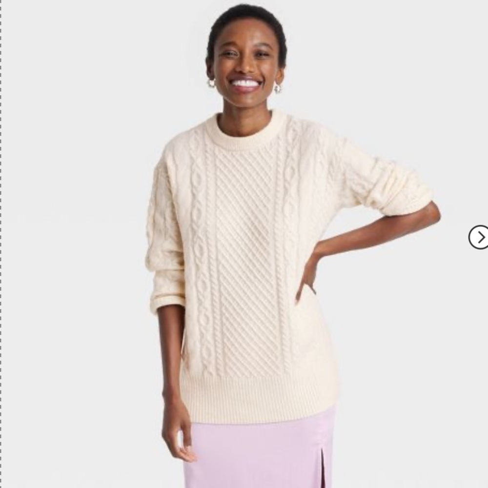 NWT Soft Knit Fisherman Sweater - Cream A New Day Size XS